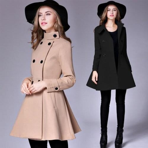 NORA TWIPS Wool Blends Coats Winter Double Breasted Warm Woolen Coat Ladies Thicken Long Coat Jacket Outwear For Women