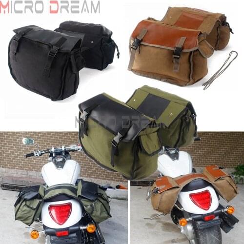 Universal Saddlebag Motorcycle Bag Canvas Back Seat Luggage Bags For Harley Sportster Suzuki Yamaha Aprilia Triumph Honda Shadow