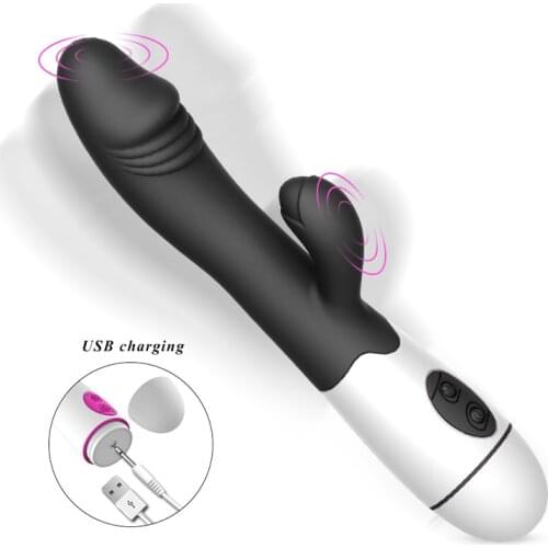 Rechargable Rabbit Vibrator for Women Female 30 Speed Realistic Dildo Vibrator Vagina Orgasm Clitoris Stimulator Adult Sex Toys