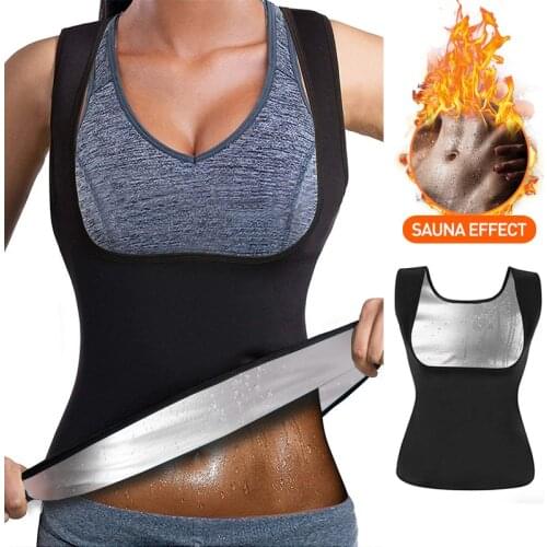 Womens Sauna Suit Sweat Vest Waist Trainer Heat Trapping Workout Tank Top Shapewear for Weight Loss Polymer Body Shaper Thermo