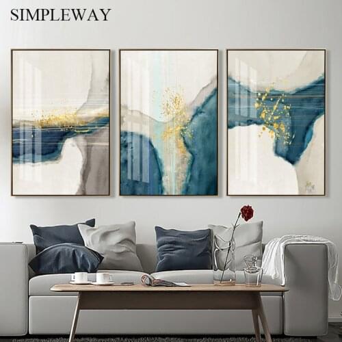 Golden Abstract Painting Artwork Canvas Poster Nordic Print Wall Art Picture Simplicity Painting Modern Living Room Decoration