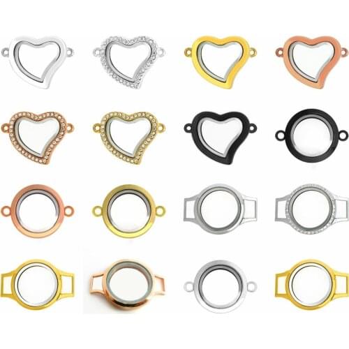 1pc heart round living memory locket wrap women bracelet floating lockets DIY women jewelry locket with 10pcs floating charms