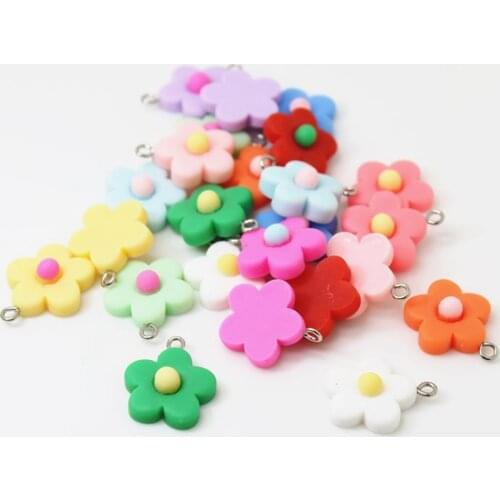 10 pcs Resin Soft Pottery Flowers Charms Pendant 19MM For DIY Hairpin Jewelry Handicraft Material Making Finding Accessories