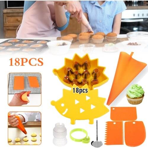 18Pcs/Set Silicone Pastry Bag Tips Kitchen Cake Icing Piping Cream Cake Decorating Tools Reusable Pastry Bags+ Nozzle Set