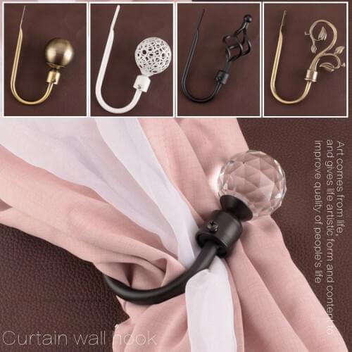 2pcs/set Curtain Tieback Holder Hooks Tie Backs Bedroom Living Curtain Decoration Accessories Holdback Metal Curtain Hooks