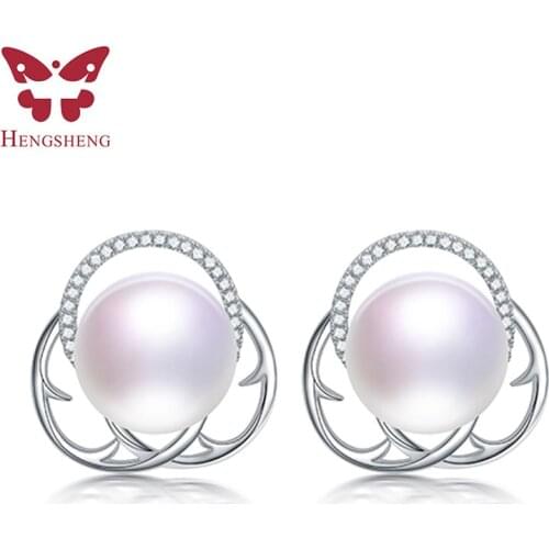 2021 High Luster 9-10mm Stud Earrings 925 Sterling Silver Earrings For Women Natural Freshwater Pearl Earings Fashion Jewelry