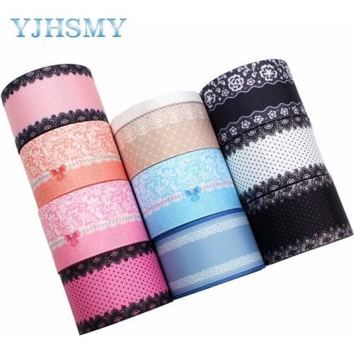 20406-245 1-1/2”Polka dot flower pattern Ribbon , 5 yards DIY handmade hair accessories Material , Bow Decoration Ribbons