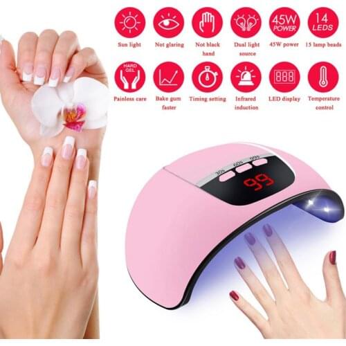 45W Nail Light Therapy Machine Dryer Nail Polish Glue Lamp Quick-drying Induction UV Nail Polish Glue Baking Lamp Manicure Tool