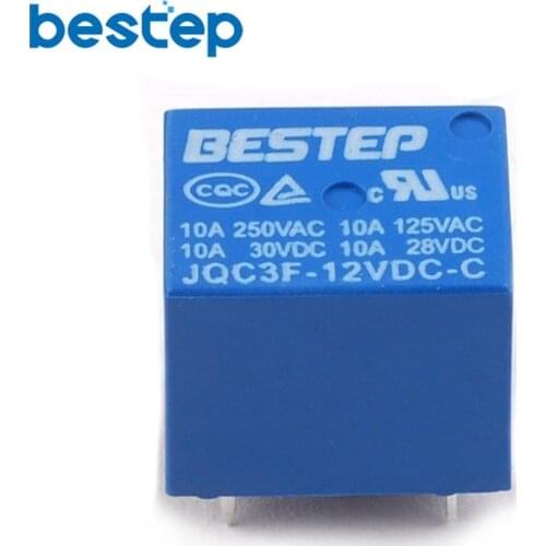 5PCS BESTEP T73 12V Relay Blue JQC3F-12VDC-C