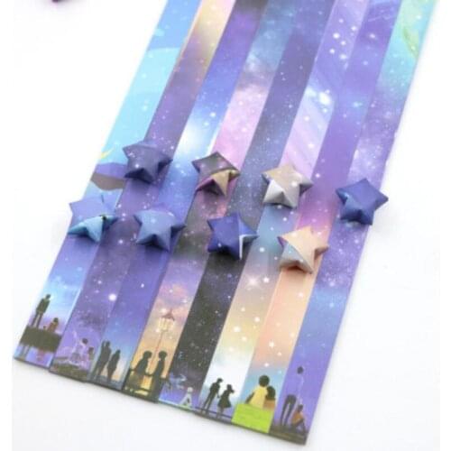 136 X Mixed Sky Universe Pattern Lucky Wish Star Paper Strips DIY Origami Folding Gift Craft Paper Decoration Supplies