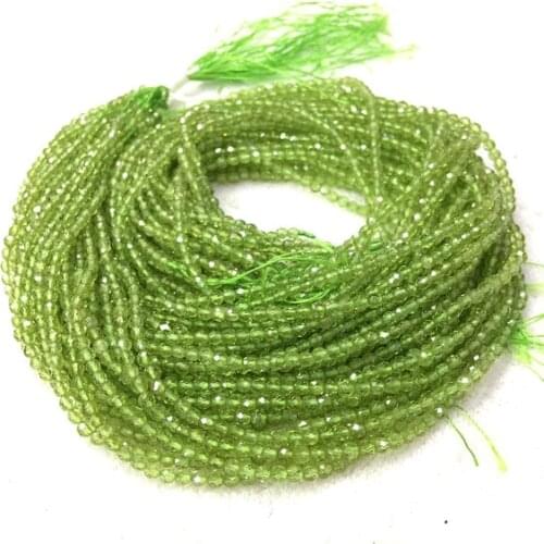 Natural Peridot Beads Micro Faceted Beads 2mm 3mm 4mm Faceted Gem Spacer Beads,Small Tiny Beads for jewelry,1string of 15.5"