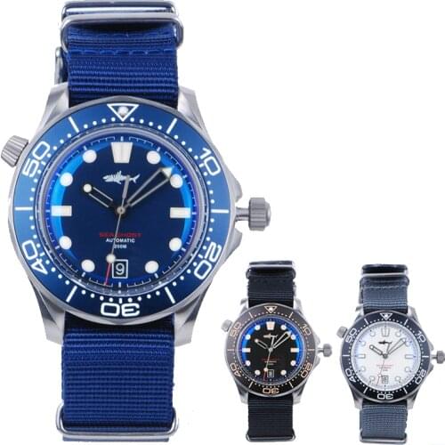 Heimdallr Mens Diver Watch Blue Dial Sea Ghost Titanium Brushed Case Luminous Sapphire NH35 Automatic Movement Mechanical Watch