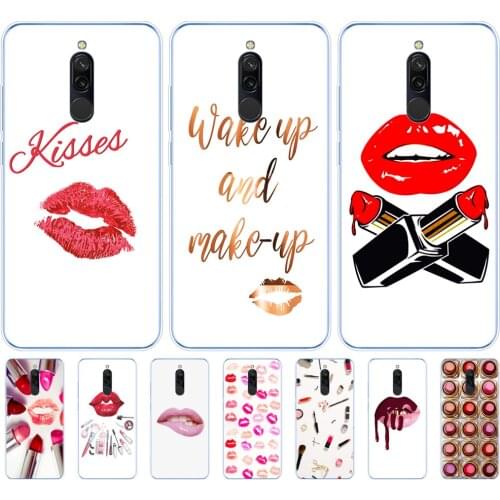 For redmi 8a 8 case for redmi note 8 PRO 8T 9S case for xiaomi mi NOTE 10 PRO 9 lite Sexy Lips Makeup Cosmetics Lipstick Powder