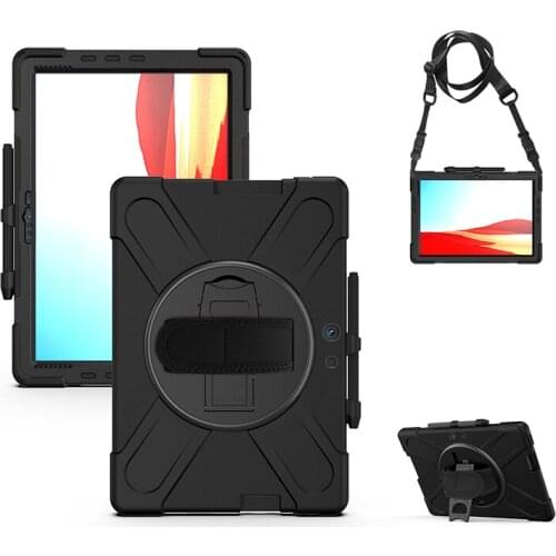 Kids Safe Shockproof Heavy Duty Case For Microsoft Surface Pro X 1876 13" Tablet 360 Rotating Shoulder Strap Protective case