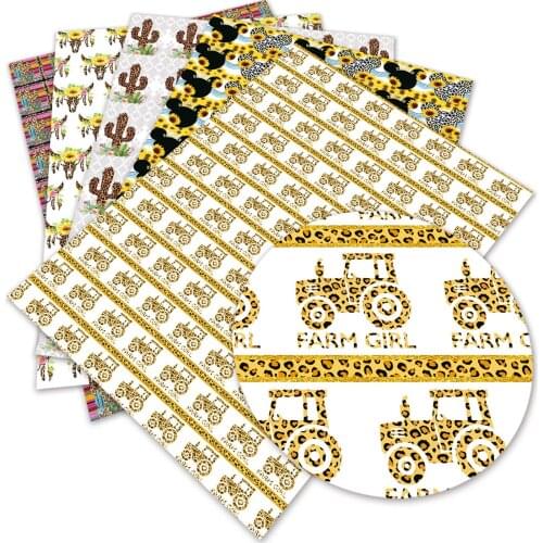 Diy accessories 30*136cm avocado flowers Printed Faux Synthetic Leather Sheets for Bow,DIY handmade Materials K966