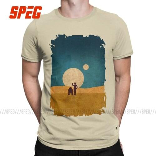 Vintage Droids In The Dunes Arrakis Sandworm T-Shirt Men Round Collar Cotton T Shirts Short Sleeve Tee Shirt Plus Size Tops