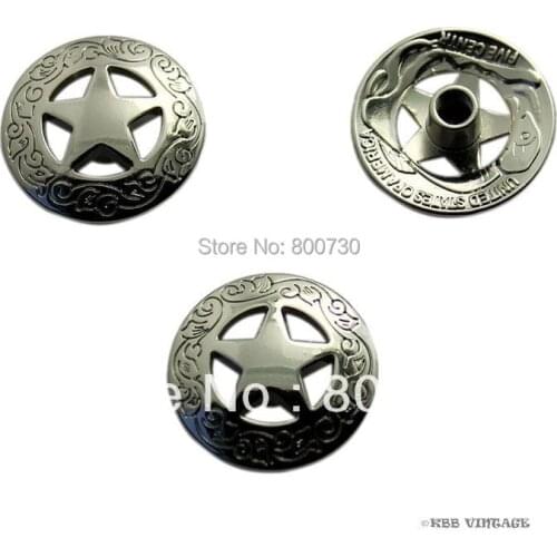KB201) Daily deal ! 10pc 3/4'' Western Concho Texas Star Saddle Concho Leathercraft Silver