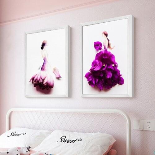 Colorful Flower Dresses Girl Canvas Painting Wall Art Picture For Living Room Girls Dance Room Home Decor Posters And Prints