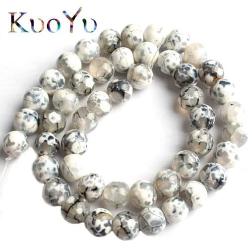 Natural Stone White Fire Agates Onyx Round Loose Beads For Jewelry Making 15'' Strand 6/8/10mm Pick Size DIY Bracelets Necklaces