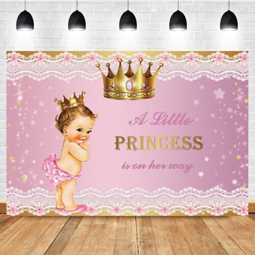 Laeacco Baby Show Princess Crown Lace Birthday Party Portrait Custom Photography Backdrop Photo Background For Photo Studio