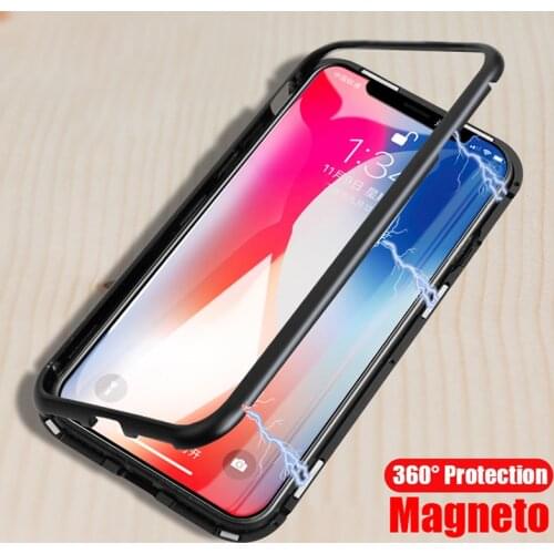 Magnetic Adsorption Phone Case For iPhone 11 11 Pro Max XS XR Tempered Glass magnet Flip Cover for iPhone 8 8 Plus 6 6S