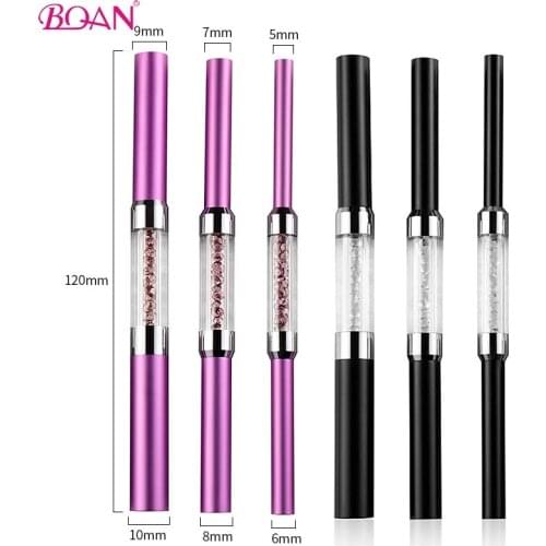 BQAN 3Pcs/Set Curve Rod Rhinestone Metal Aluminum Nail Art Tips Shaping Stick Tube Bar UV Acrylic Manicure Tool Different Size