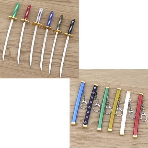 Mini Anime Demon Slayer Sword Keychain Katana Ghost Blade Metal Pendant Keyrings Weapons Cosplay Toy