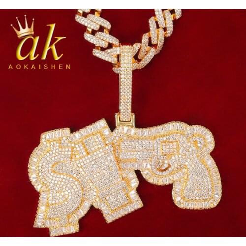 Gun Plug Dollar Sign Pendant Gold Color Men Hip Hop Jewelry