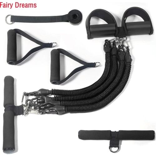 Multifunctional Pull Rope Set Pedal Puller Latex Anti-Breakage Four-Tube Gym Exercise Slim Arm Weight Loss Fitness Equipment