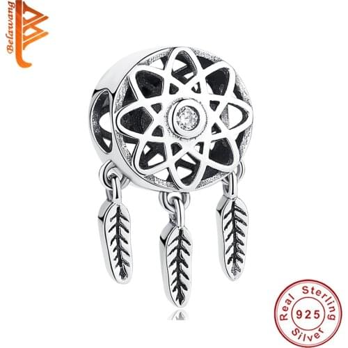 Wholesale Real 925 Sterling Silver Hollow Dreamcatcher Bead Dangle Charms Fit Original Bracelet For Women Birthday Gift
