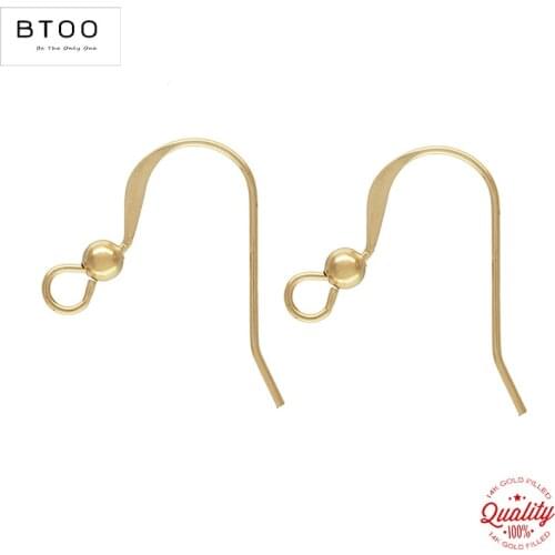 14K Gold Filled Ear Wire Flat w/3.0mm Bead Gold Ear Wire for Jewelry Making Handmde DIY Earrings Accessories Clasps