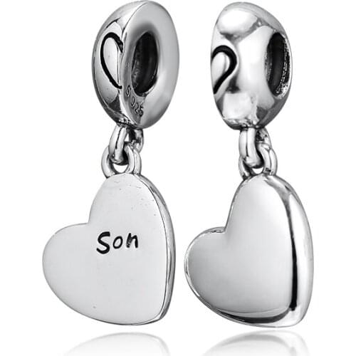Fits For Pandora Beads Bracelets Mother & Son Love Dangle Charms 100% 925 Sterling-Silver-Jewelry Free Shipping