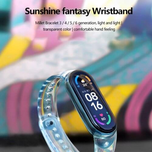 Transparent Clear Wrist Strap For Xiaomi Mi Band 5 6 Men Women Sports Band Breathable Silicone Straps Smart Watch Accessories