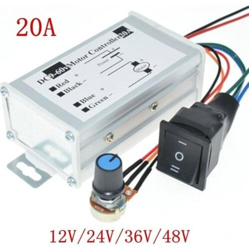 Reversible DC Motor Speed Controller, Brush Motor Driver Controls Module DC 9V-60V Motor Pulse Width Modulator Regulator