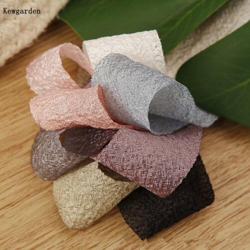 Kewgarden 1" 1.5" 38mm 25mm Wrinkle Organza Ribbons Handmade Tape DIY Bowknot Hair Accessories Packing Gauze Riband 10 Yardss