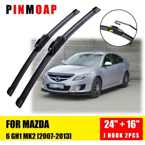 For Mazda MK2 GH1 2007 2008 2009 2010 2011 2012 2013 Front Wiper Blades Brushes Cutter U J Hook