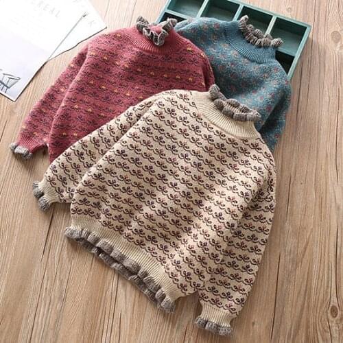 1-10y Toddler girls sweater turtle neck winter loose style kids girl clothes knitted sweaters pullovers children clothing