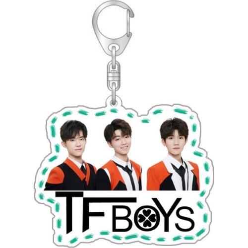TFboys Double Sides Transparent Acrylic Key Chain Keyring Bag Accessories Jackson Roy Karry Fans Collection y88
