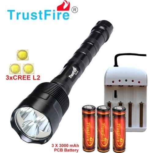 Trustfire 3* XML L2 18650 flashlight 3** L2 3800 LM 5 Mode LED waterproof Torch Lamp can use 2x 18650 / 3x 18650 Light lamp