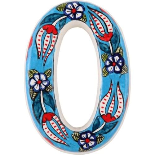 Handmade Turkish Ceramic Door Numbers House Adress Tile Numeral Gate Digits 0 to 9 Letters Outdoor Hand Painted Sign Flat Label