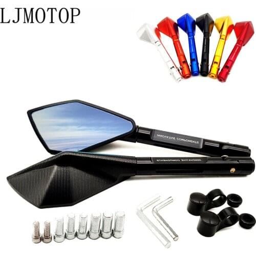 CNC Aluminum Universal Motorcycle Rearview Mirror Moto side Mirrors For Yamaha XJR1300 FJR1300 FZ1 FAZER YZF R3 YZF R25 YZF R6