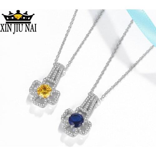 Crystal S925 Sterling Silver Vintage Luxury Full Diamond Lady 4 Prong Lucky Clover Necklace Pendant Exquisite Royal nobility