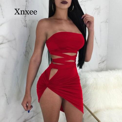 Off Shoulder Strapless Sexy Bandage 2 pcs Women Sleeveless Irregular Mini Summer Women Nightclub Party set Women