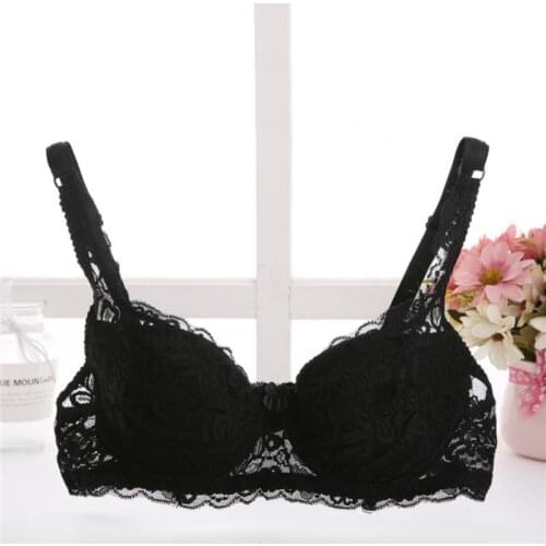 Ladies Sexy Lace Lingerie French Thin Section Gathered Underwear Steel Ring Adjustable 3/4 Cup Bra for Women