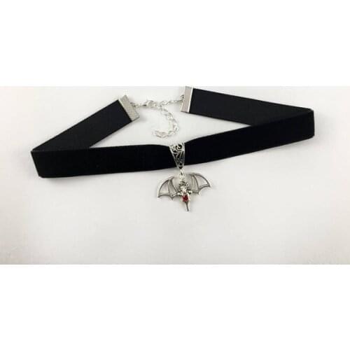 1Pcs Gothic Evil Bat Black Velvet Rope Necklaces For Women Retro Punk Totem Wizard Choker Chains Jewelry Wholesale