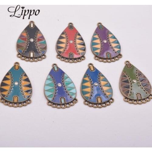12pcs Enamel Earring Pendant Connector Antique bronze Connectors Jewelry Earring Jewelry Parts