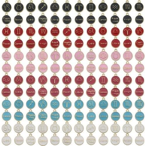 12pcs/pack Twelve Constellations Diy Charms for Necklace Bracelet Cute Letters Jewelry Making Components Parts Accessory