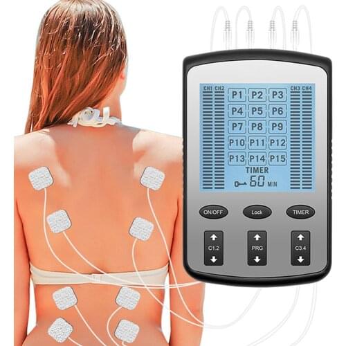 15 Modes Electric Pulse Massager 4 Output EMS Nerve Muscle Stimulator Low Frequency Physiotherapy Treatment Tens Machine