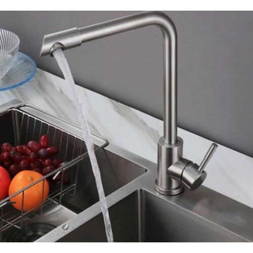 304 Stainless Steel Kitchen Faucet 360 Degree Rotate Cold and Hot Water Mixer Kitchen Tap Sink Faucet Brushed Wire Drawing
