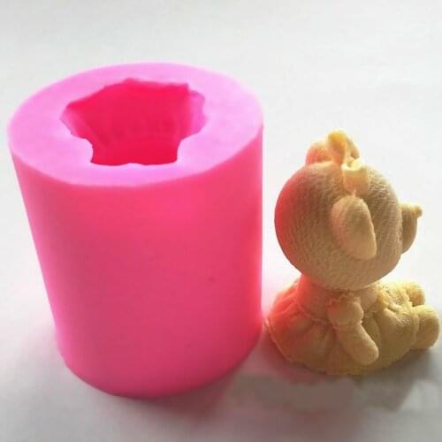 3D Cute Bear Boy Girl Silicone Soap Mold Fondant Cake Decorating Tools Cake Chocolate Mold Gum Paste Candle Moulds